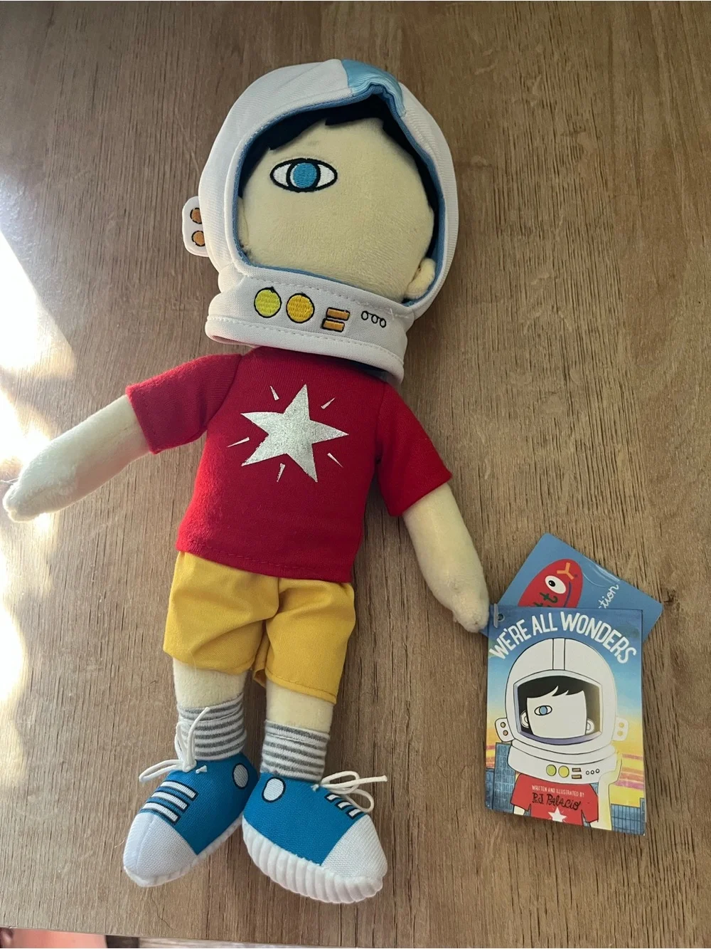 Plush Space Explorer Doll - Red Shirt, Yellow Shorts, Blue Shoes